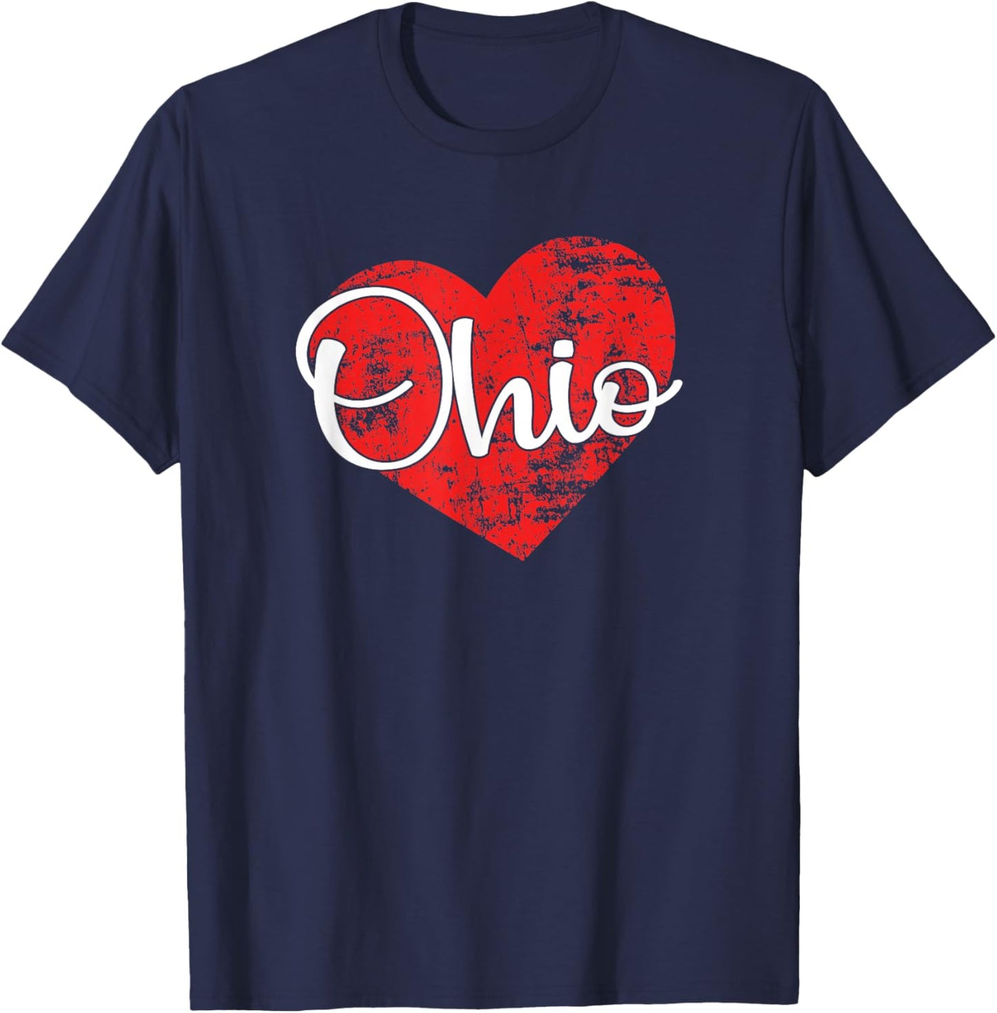 Ohio Love Cool Grunge Heart Fun Ohio Pride T-Shirt - T-Shirt | Navy