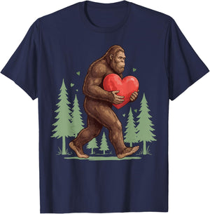 Funny Bigfoot Heart Love Valentines Day Boys Men T-Shirt - T-Shirt | Navy
