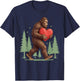 Funny Bigfoot Heart Love Valentines Day Boys Men T-Shirt - T-Shirt | Navy