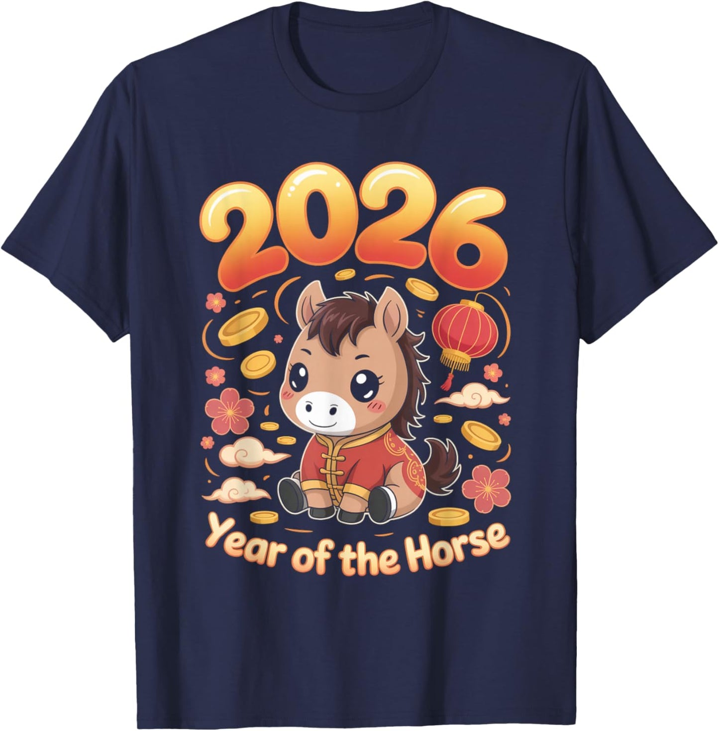 Year of The Horse Cute Zodiac Pony New Year Kids T-Shirt - T-Shirt | Navy
