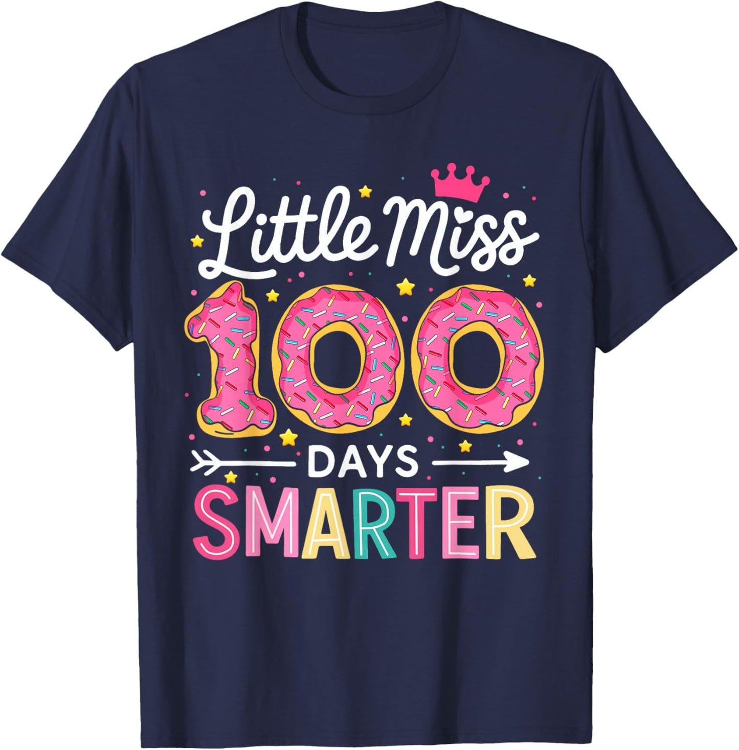 100 Days Smarter 100 Days of School Girls 100th Day Kids T-Shirt - T-Shirt | Navy