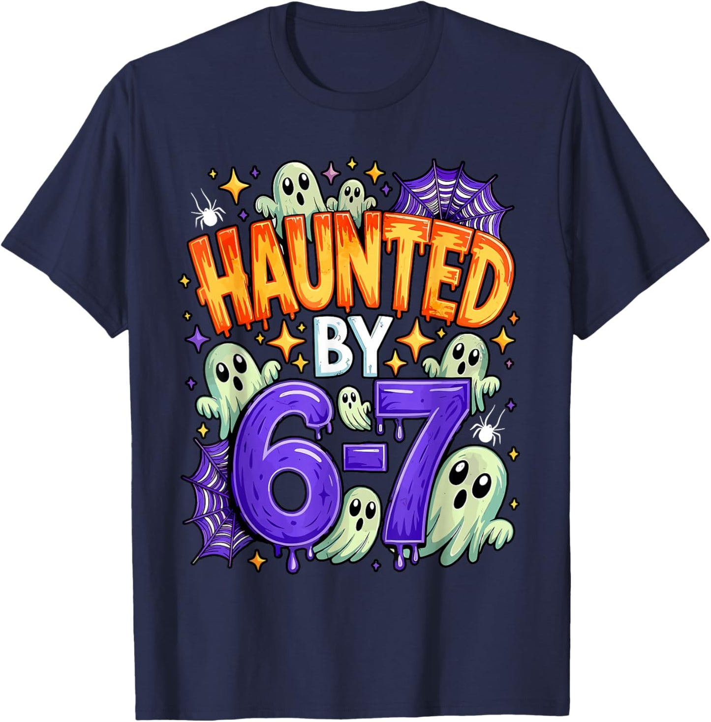 Haunted by 67 – Funny Ghost and Pumpkin Halloween Costume T-Shirt - T-Shirt | Navy