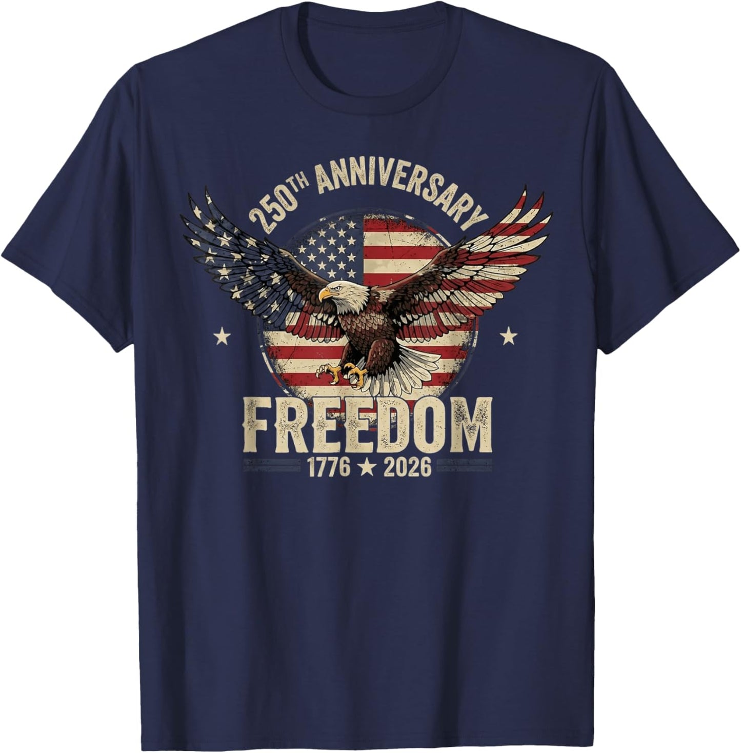 4th of July American Flag Patriotic USA 2026 T-Shirt - T-Shirt | Navy