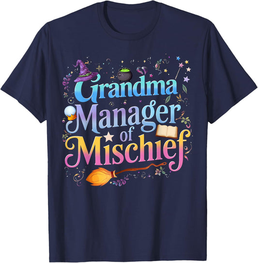 Magical Grandma Manager of Mischief Mother's Day Halloween T-Shirt - T-Shirt | Navy