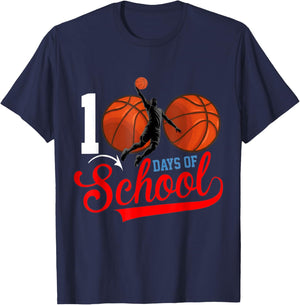 100 Days of School Basketball for Boys and Girls T-Shirt - T-Shirt | Navy