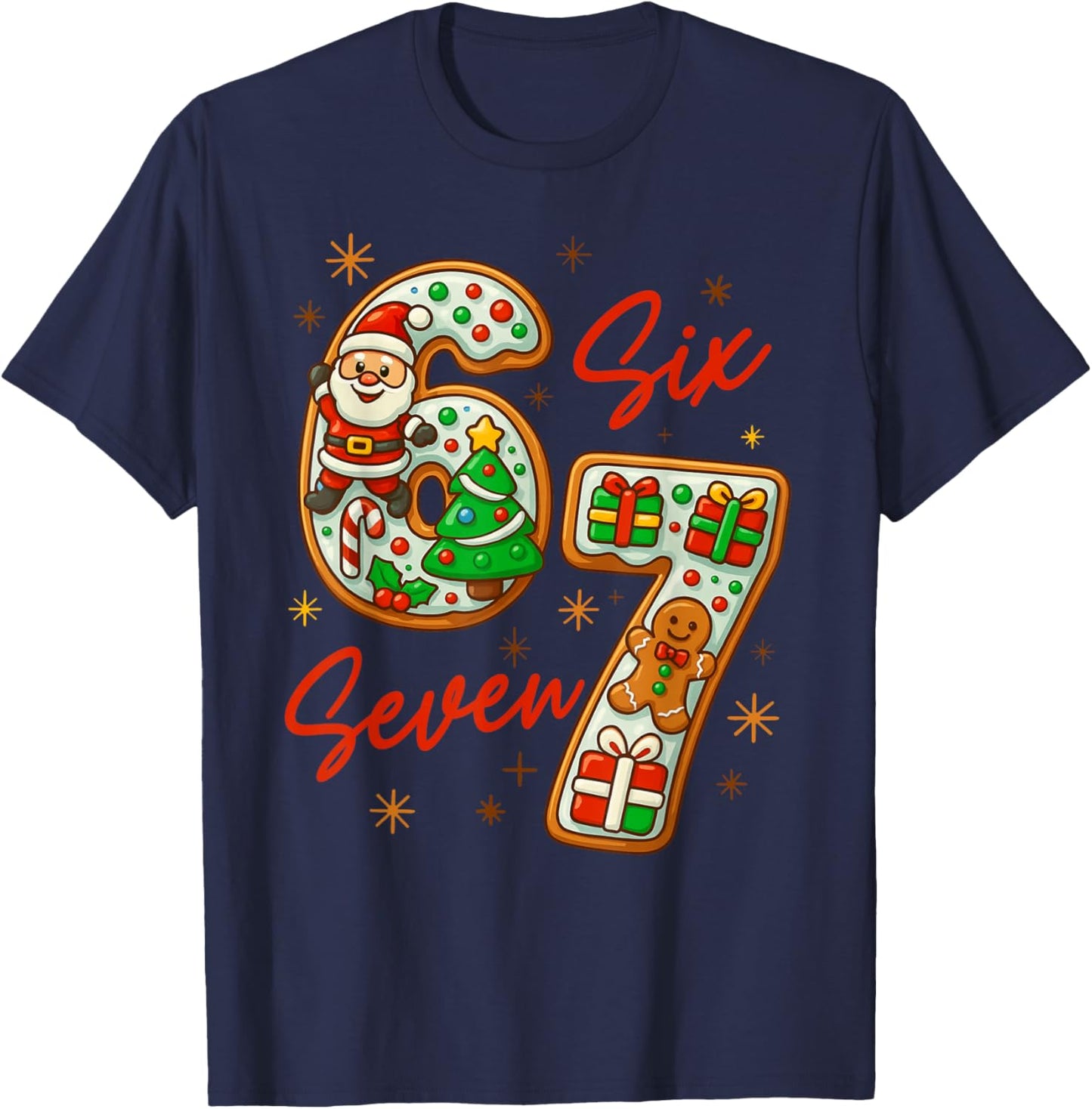 67 Christmas Trending Meme Saying 6 7 Meme Costume Xmas T-Shirt - T-Shirt | Navy