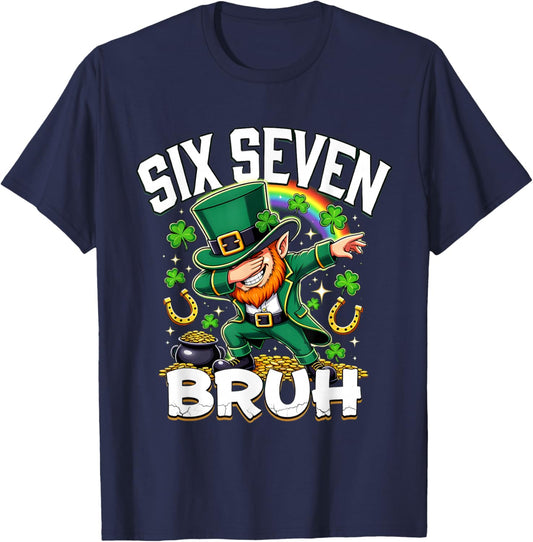 Bruh St Patricks Day Six Seven Kids Boys Men Women 67 Meme T-Shirt - T-Shirt | Navy