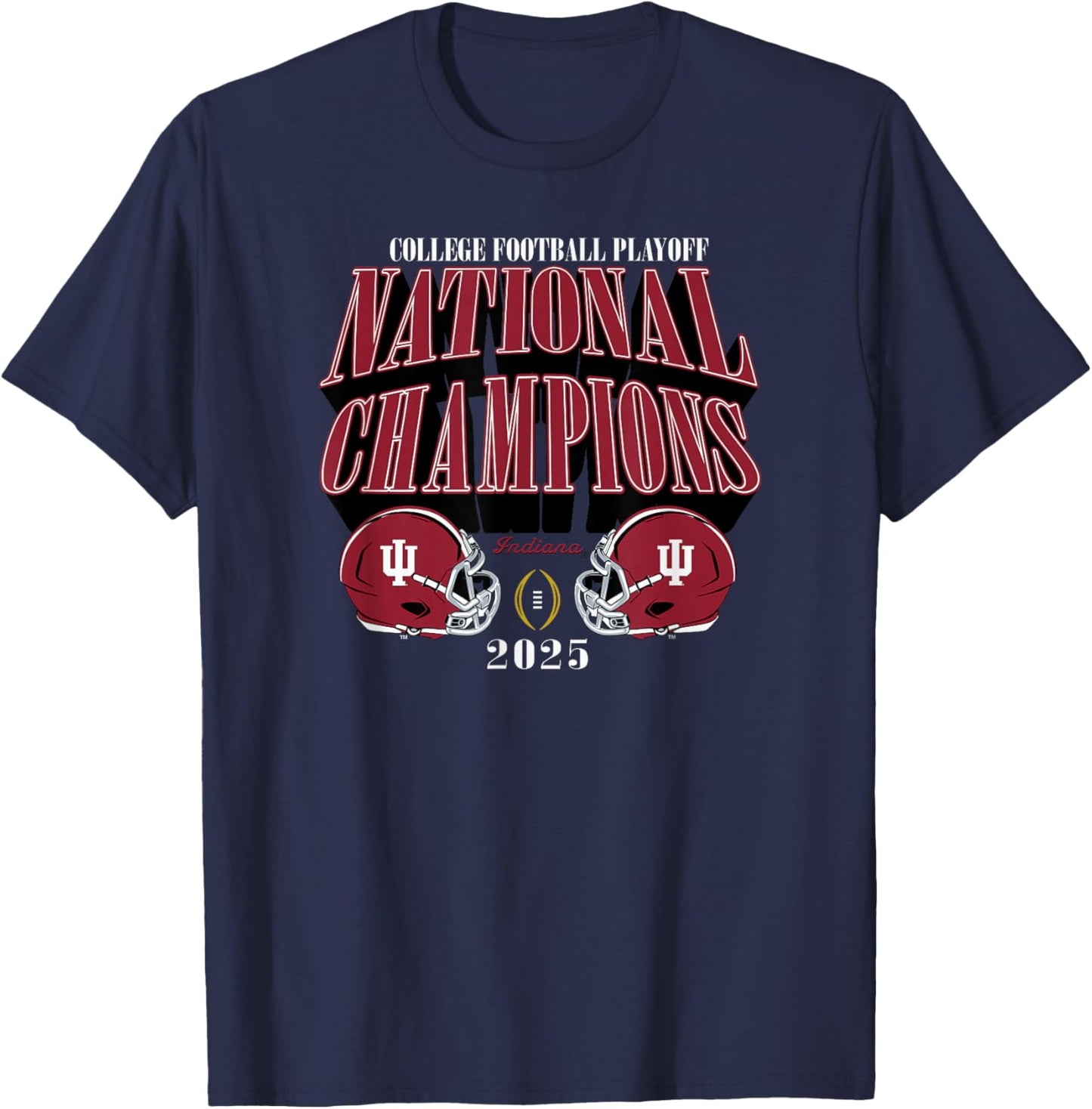 Indiana Hoosiers National Champs 2025 Football CFP Bold T-Shirt - T-Shirt | Navy