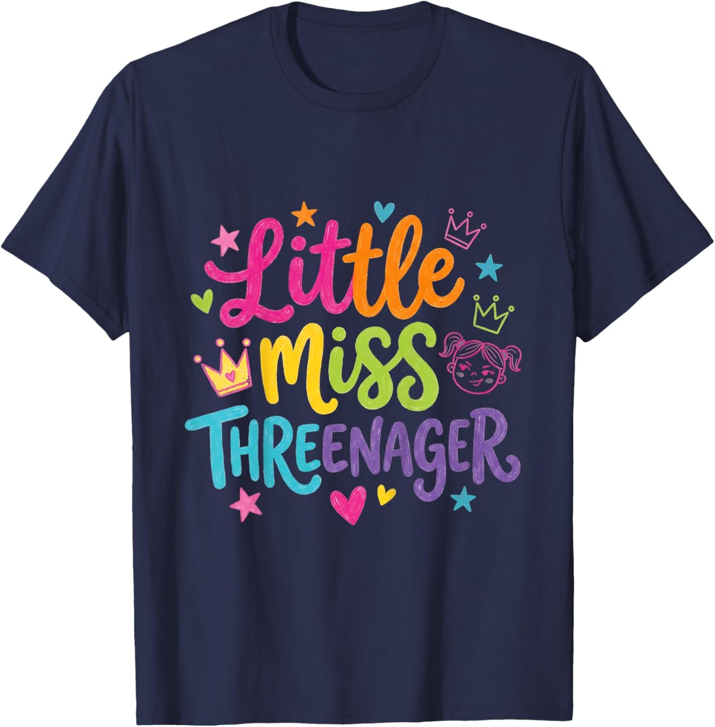 3rd Birthday Girl Sassy Toddler Little Miss Threenager T-Shirt - T-Shirt | Navy