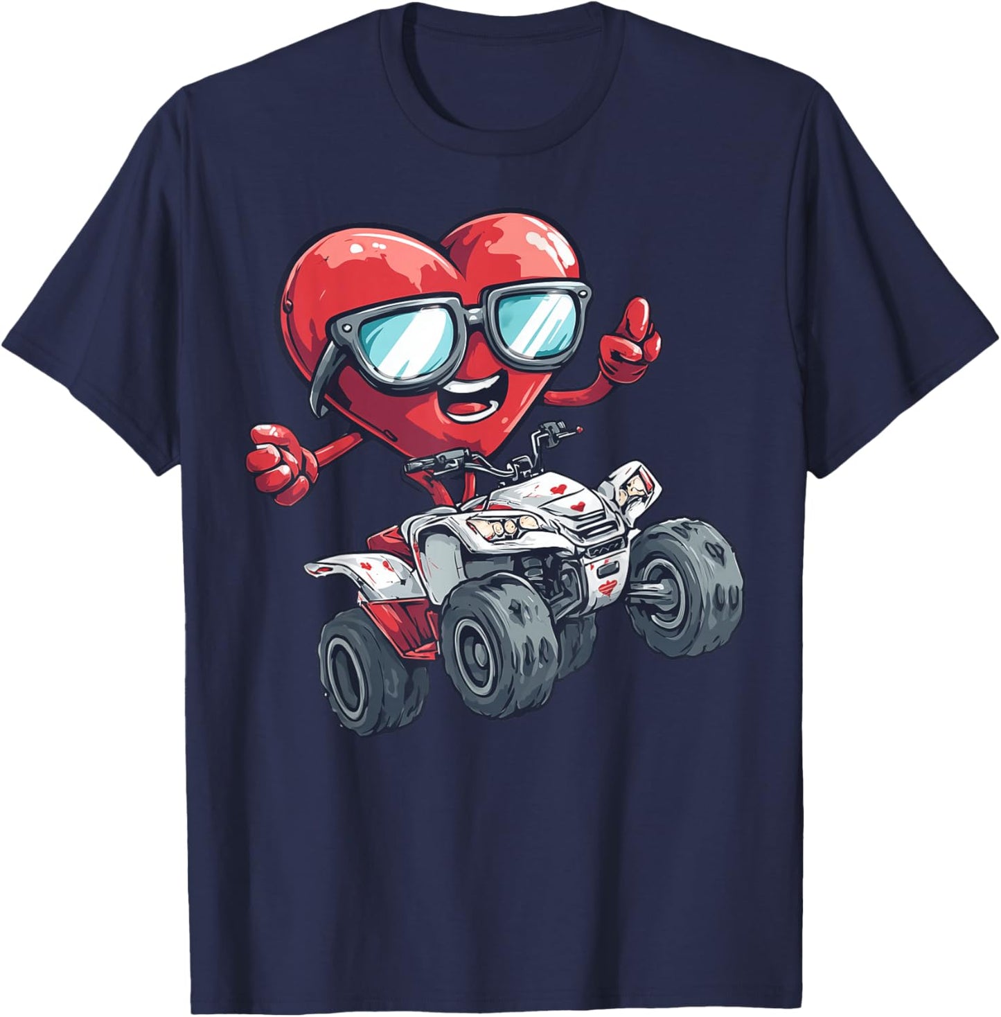 ATV Heart Quad 4 Wheeler Valentine's Day Sunglasses T-Shirt - T-Shirt | Navy