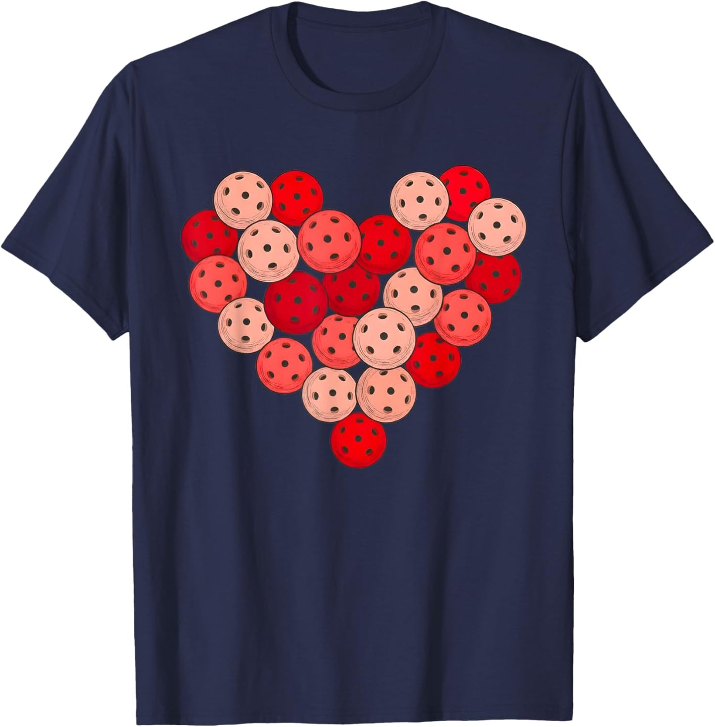 Women Pickleball Valentines Day Heart Love Pickleball Player T-Shirt - T-Shirt | Navy