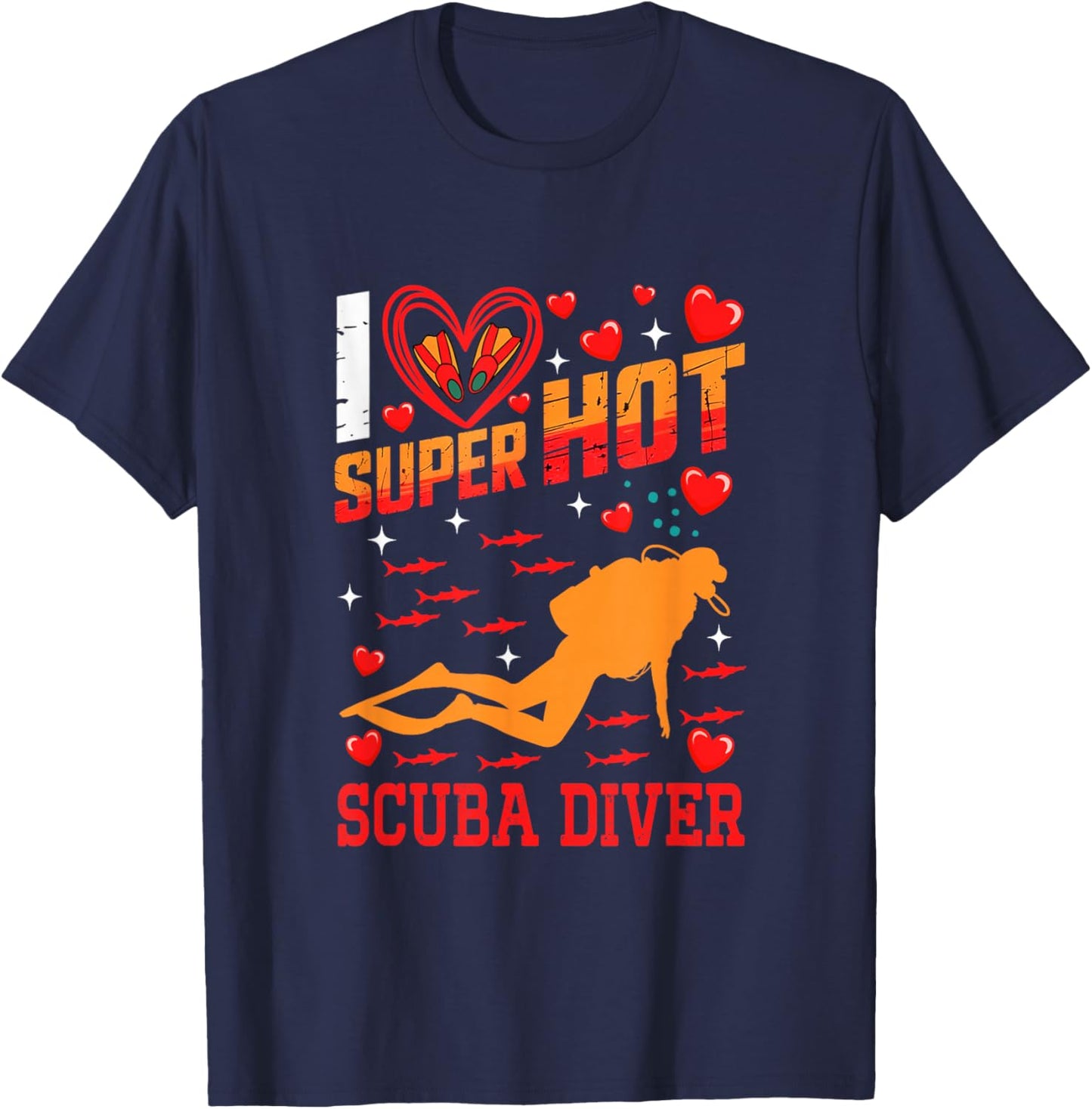I Love Hot Scuba Diver Valentine's Day Couple Proud Job T-Shirt - T-Shirt | Navy