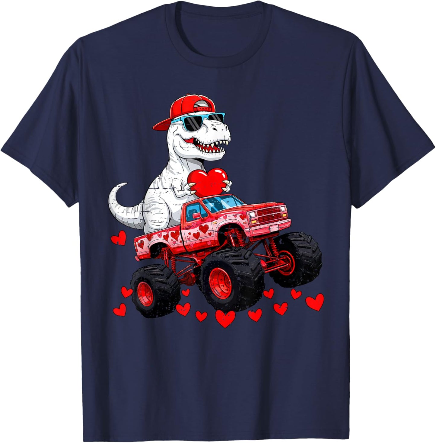 I Steal Hearts T Rex Dino Valentines Day T-Shirt - T-Shirt | Navy