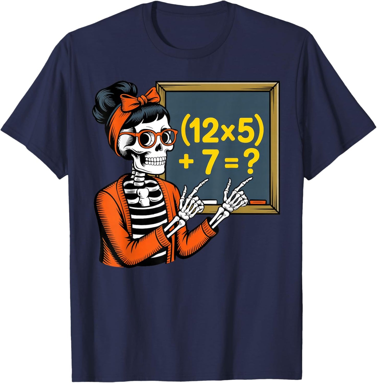 67 Teacher Halloween Skeleton Six Seven Meme Brainrot Math T-Shirt - T-Shirt | Navy