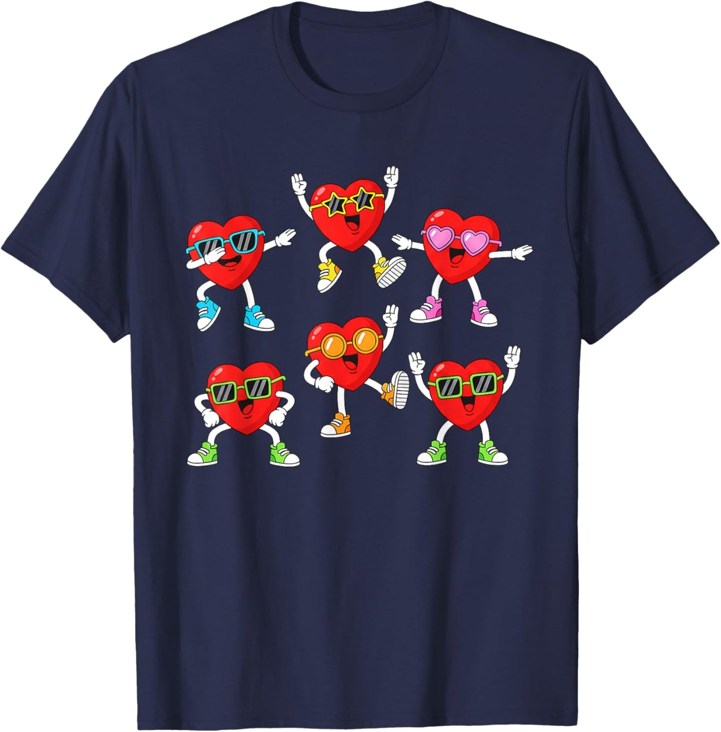 Funny Hearts Valentines Day for Teens Kids Boys Girls T-Shirt - T-Shirt | Navy