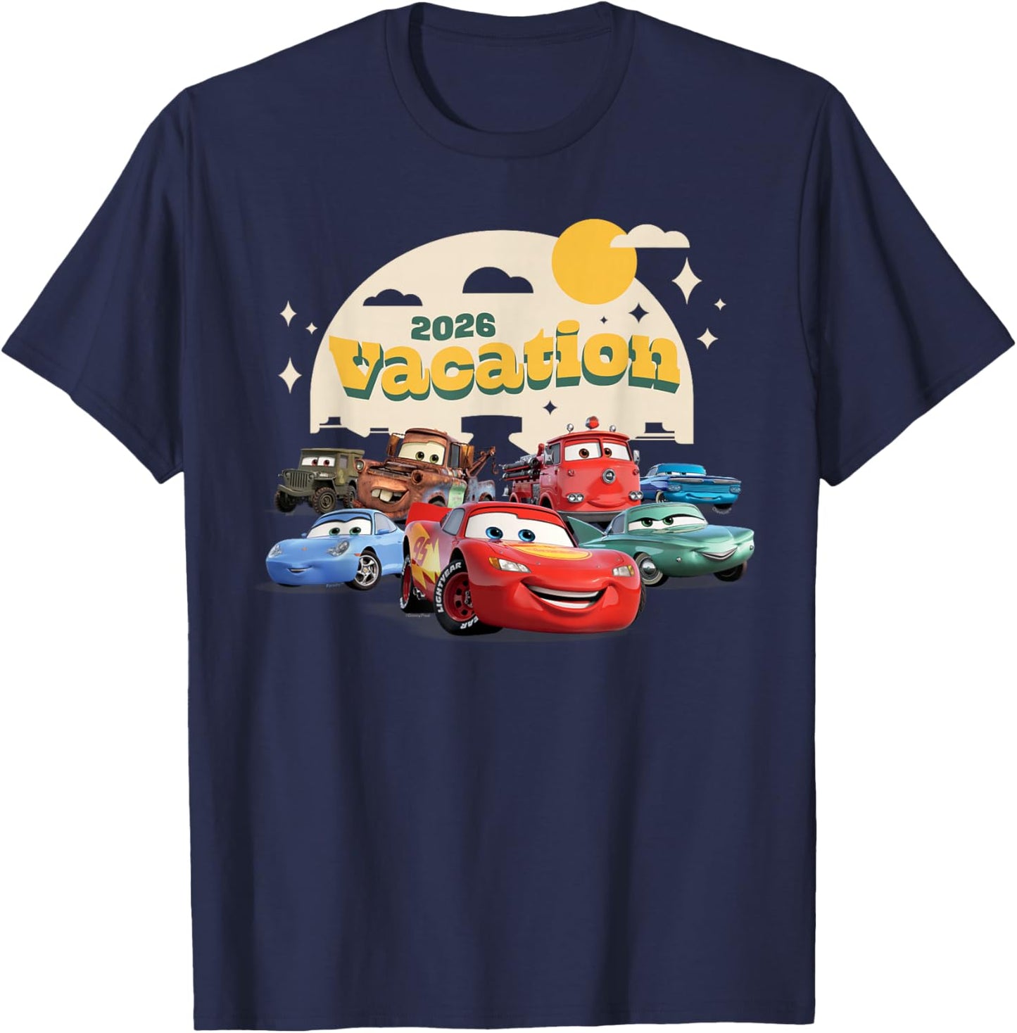Disney and Pixar's Cars 2026 Vacation Matching Group Trip T-Shirt - T-Shirt | Navy