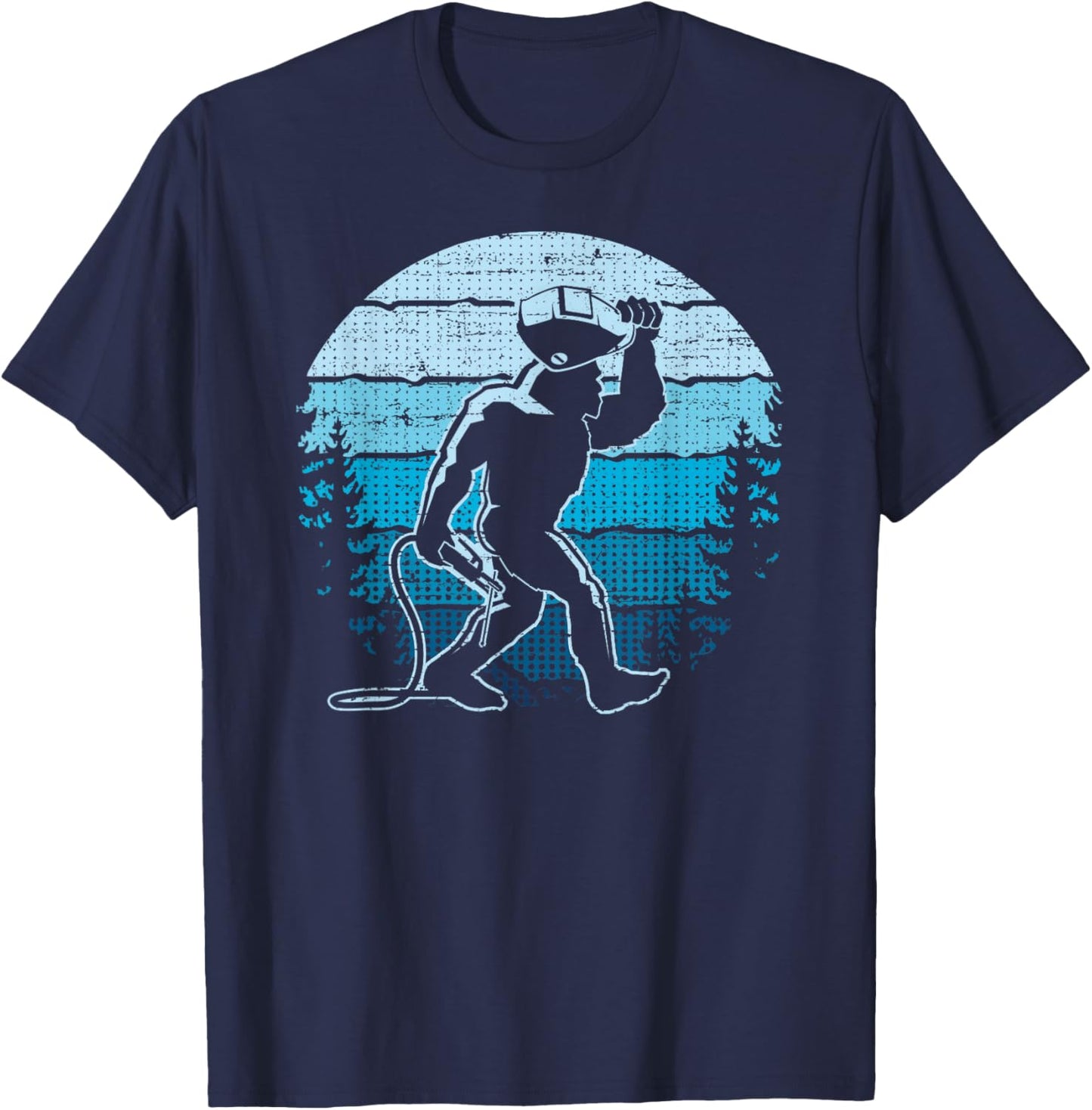 Vintage Bigfoot Welder, Funny Sasquatch Welding - Retro Blue T-Shirt - T-Shirt | Navy