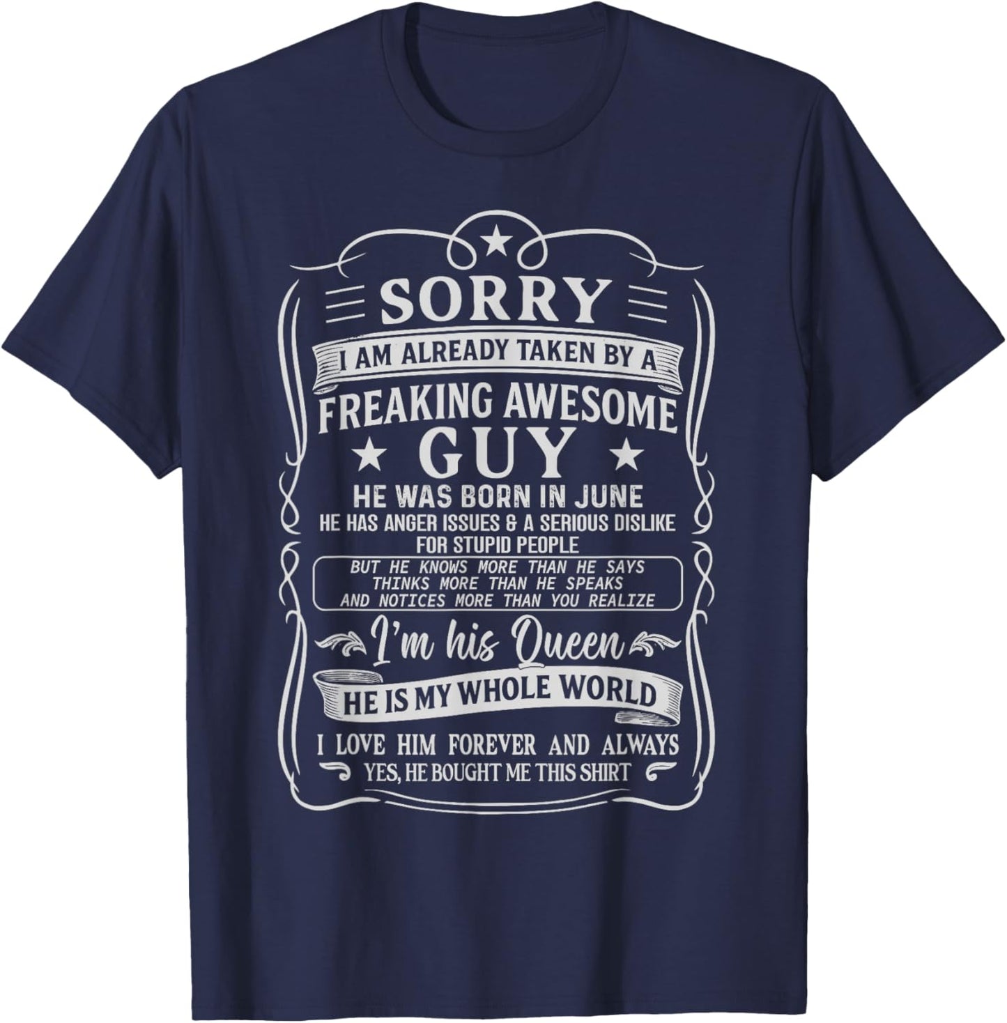 I Am Already Taken by Freaking Awesome Guy Born in June T-Shirt - T-Shirt | Navy
