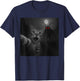 Funny Halloween Surprised Scared Cat Selfie Mothman Cryptid T-Shirt - T-Shirt | Navy