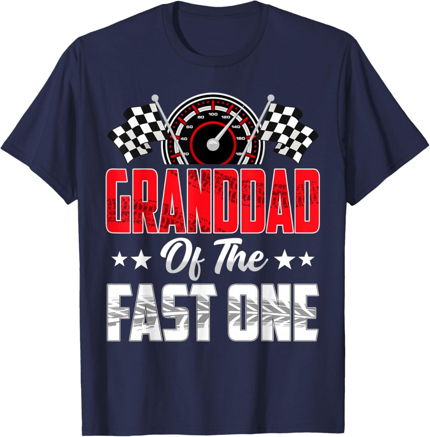 Granddad of The Fast One Birthday 1st Race Car Family T-Shirt - T-Shirt | Navy