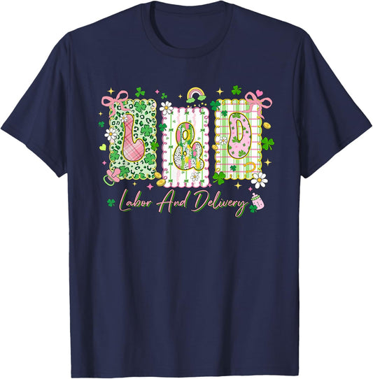 Labor and Delivery St. Patrick's Day OB Obstetrics Midwife T-Shirt - T-Shirt | Navy