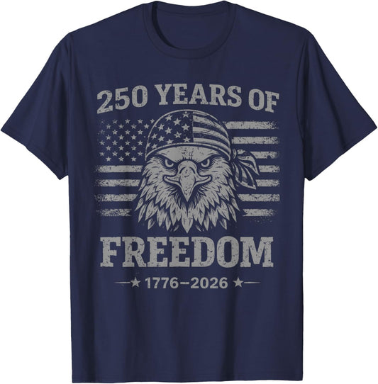 Flag Vintage 250 Years American 1776 2026 250th USA Birthday T-Shirt - T-Shirt | Navy