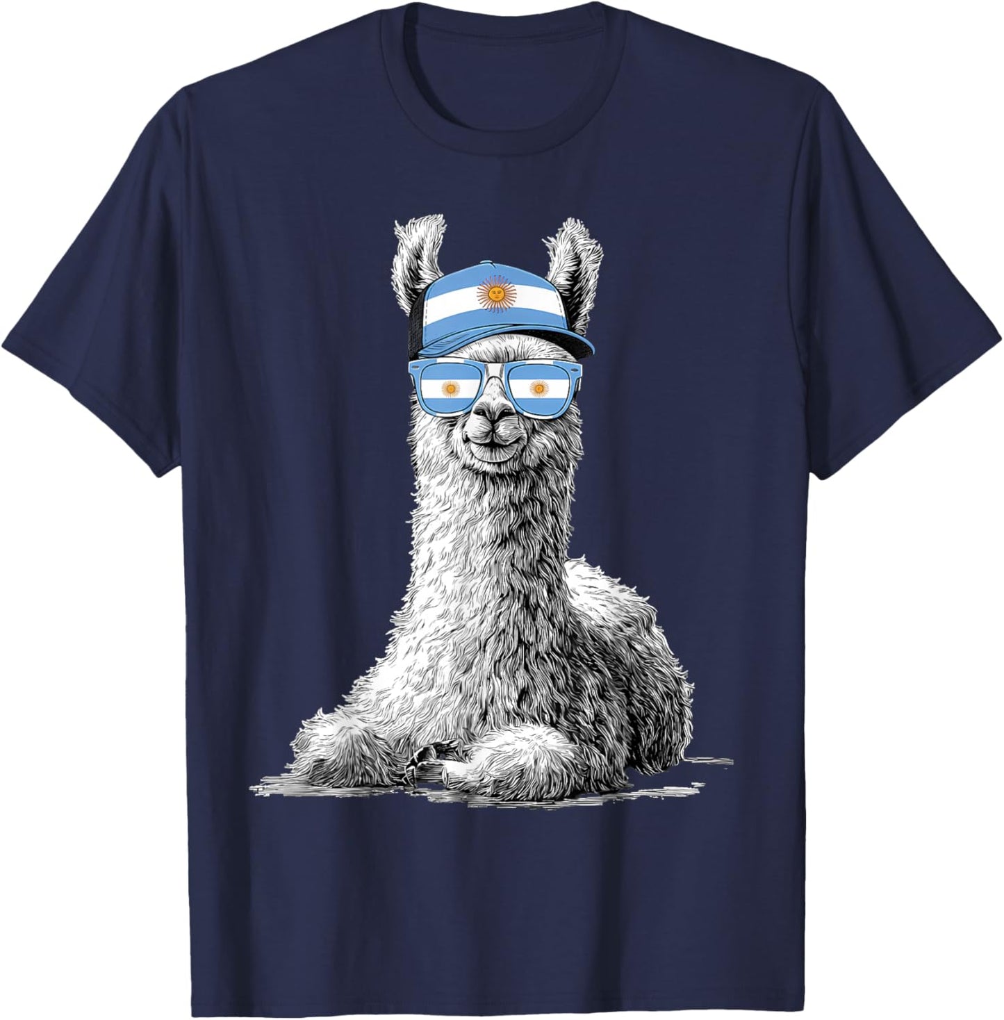 Argentina Llama Alpaca Argentinian Flag T-Shirt - T-Shirt | Navy