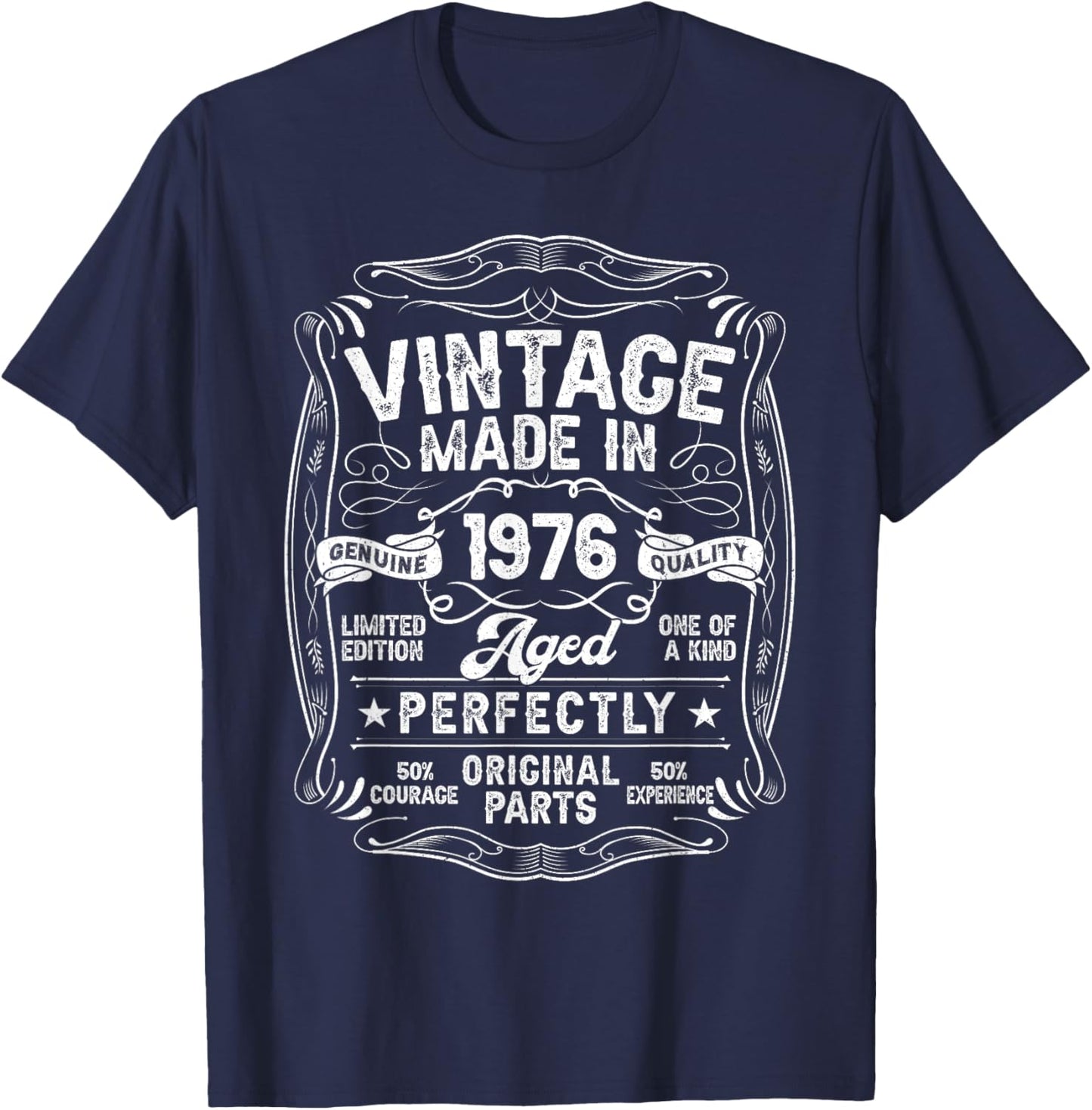 Vintage 1976 50yr 50th Birthday Gifts 50 Years Old T-Shirt - T-Shirt | Navy