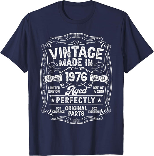 Vintage 1976 50yr 50th Birthday Gifts 50 Years Old T-Shirt - T-Shirt | Navy
