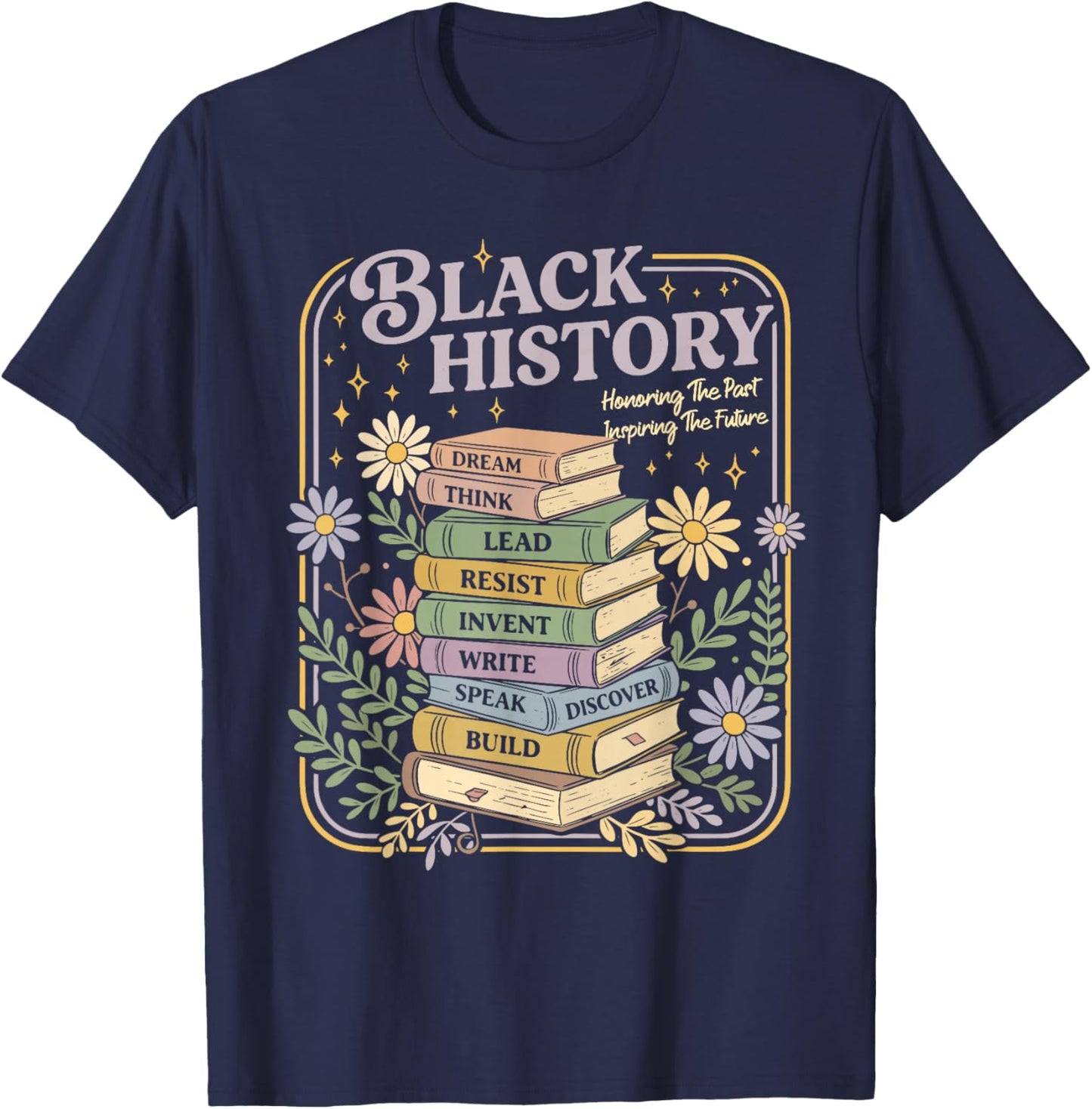Black History Month Books Retro Black African Teacher Women T-Shirt - T-Shirt | Navy