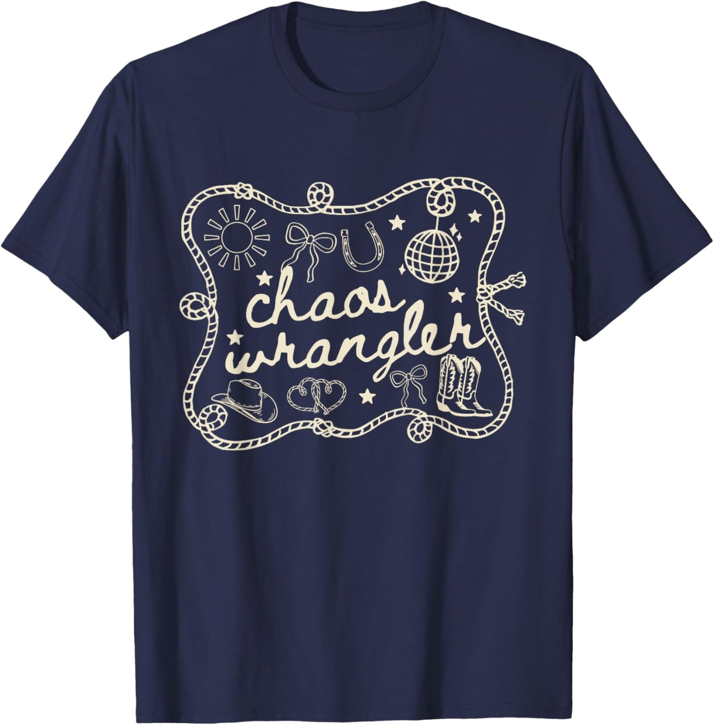 Chaos Coordinator Wrangler Western Teacher Admin Assistant T-Shirt - T-Shirt | Navy