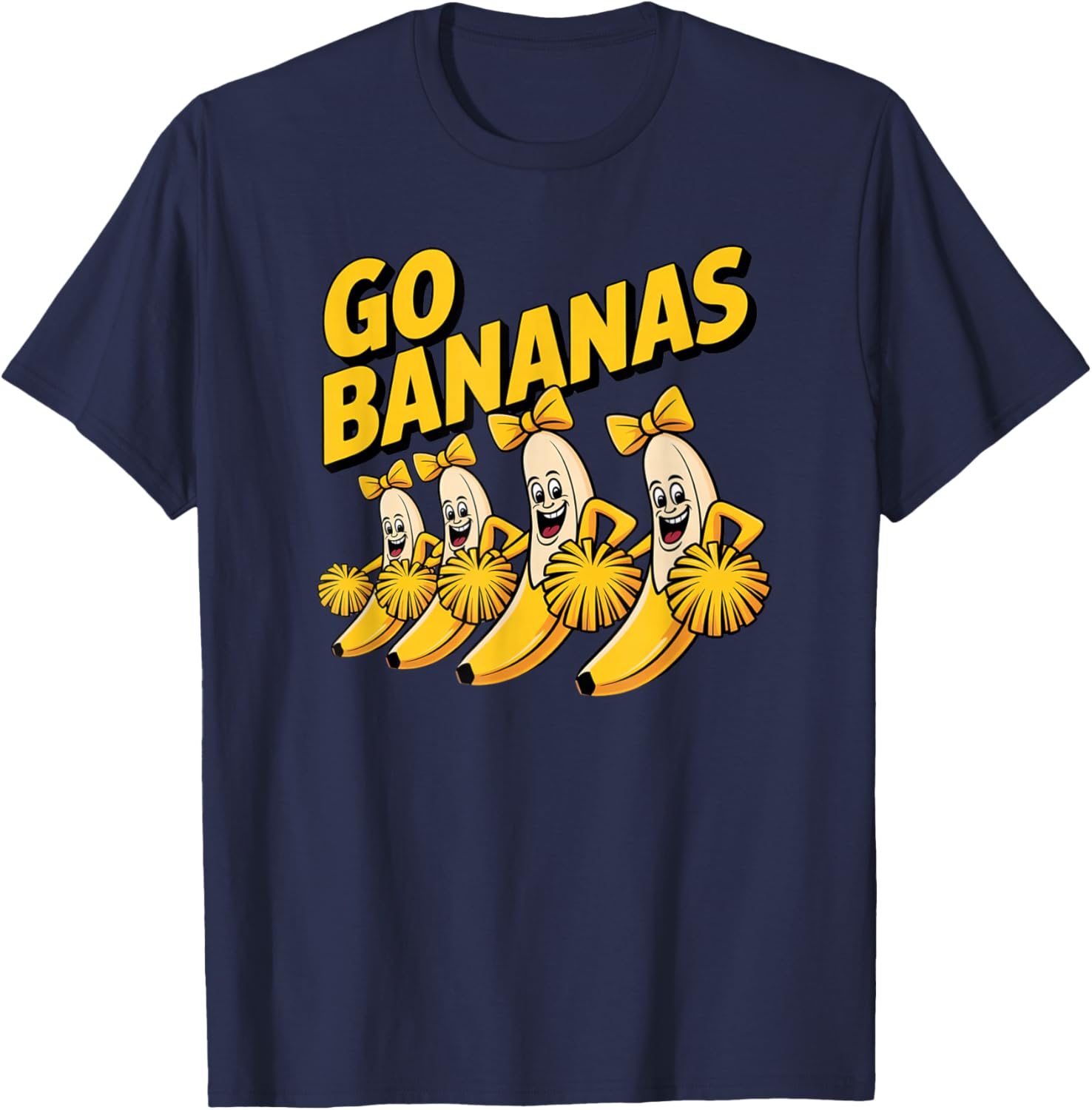 Go Bananas Cheer Squad Funny Fruit Humor Rally T-Shirt - T-Shirt | Navy