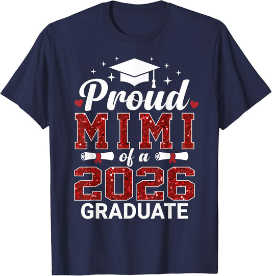 Proud Mimi of A 2026 Graduate Class of Graduation Senior T-Shirt - T-Shirt | Navy