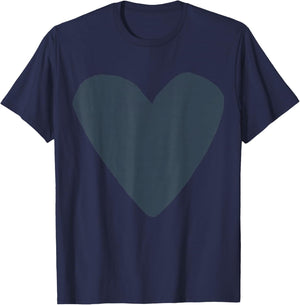Cute Valentines Day Designer Heart Charcoal Grey Valentine T-Shirt - T-Shirt | Navy