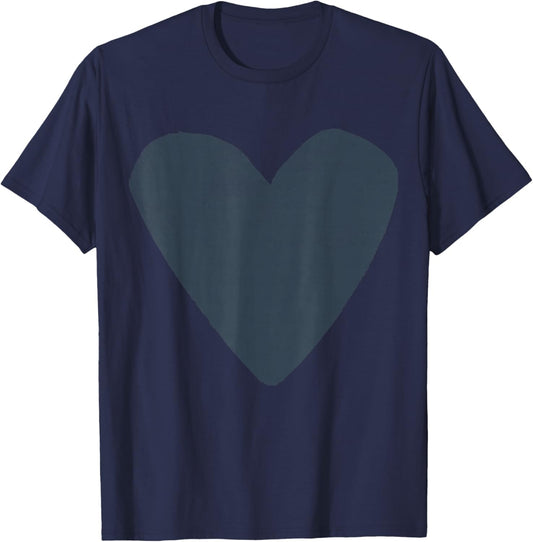 Cute Valentines Day Designer Heart Charcoal Grey Valentine T-Shirt - T-Shirt | Navy