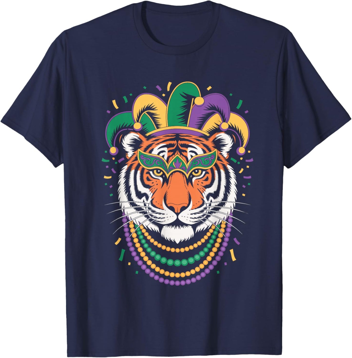 Tiger Mardi Gras Carnival Animal Tiger Face Lover T-Shirt - T-Shirt | Navy