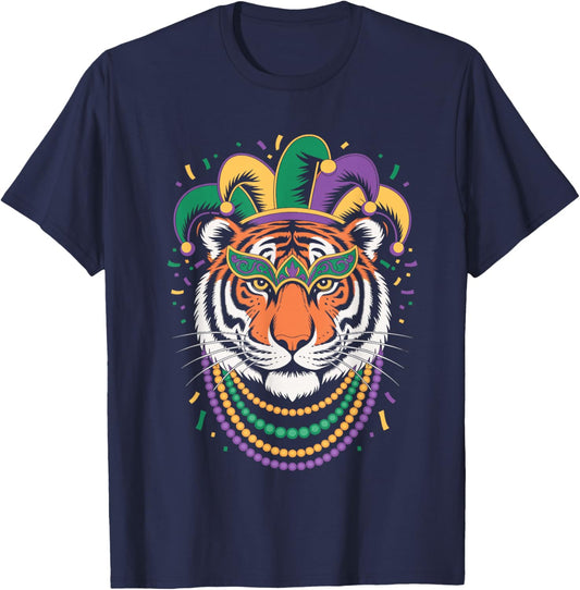 Tiger Mardi Gras Carnival Animal Tiger Face Lover T-Shirt - T-Shirt | Navy