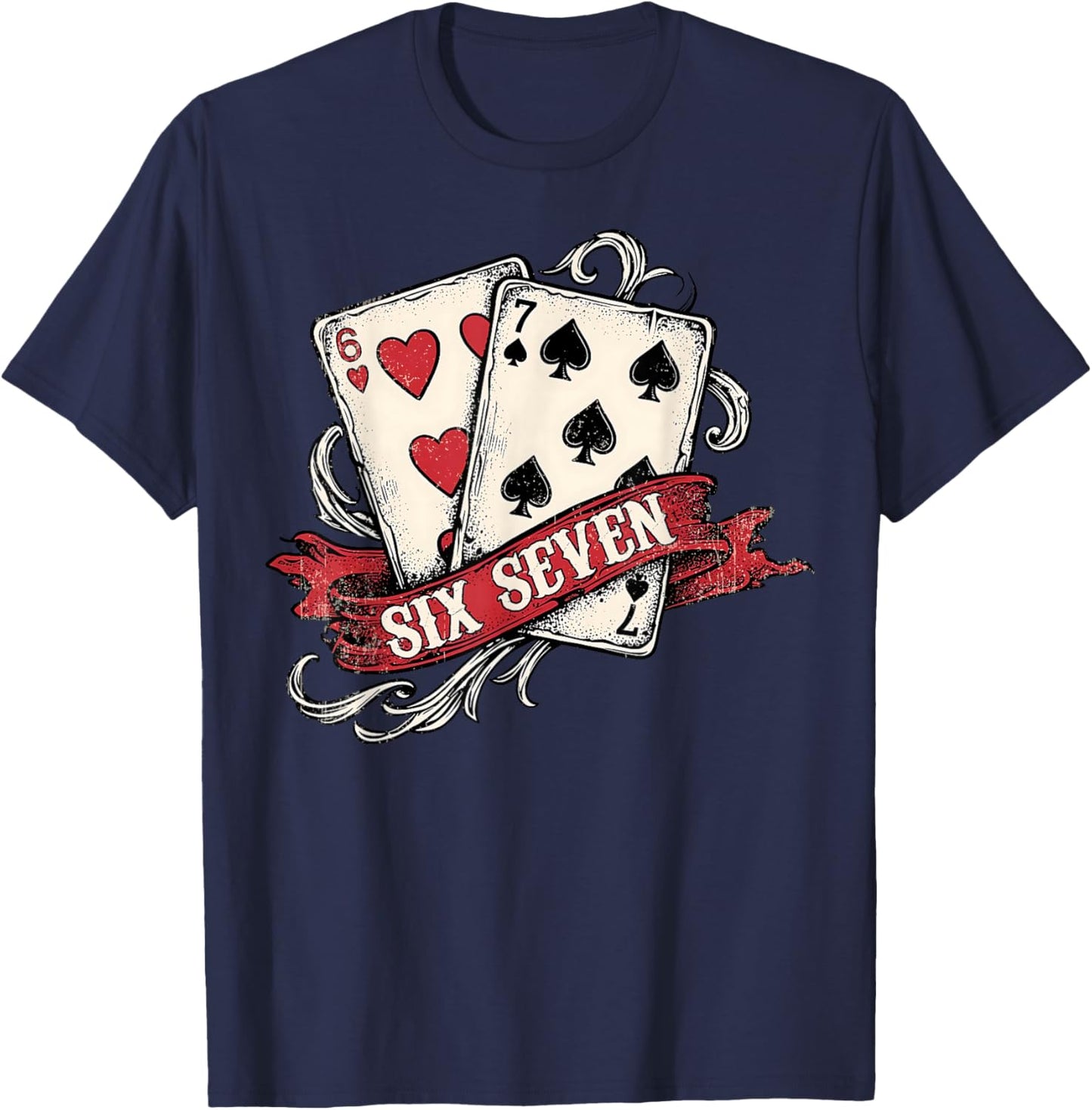 67 Valentine's Day Six Seven Meme Hearts Men Women T-Shirt - T-Shirt | Navy