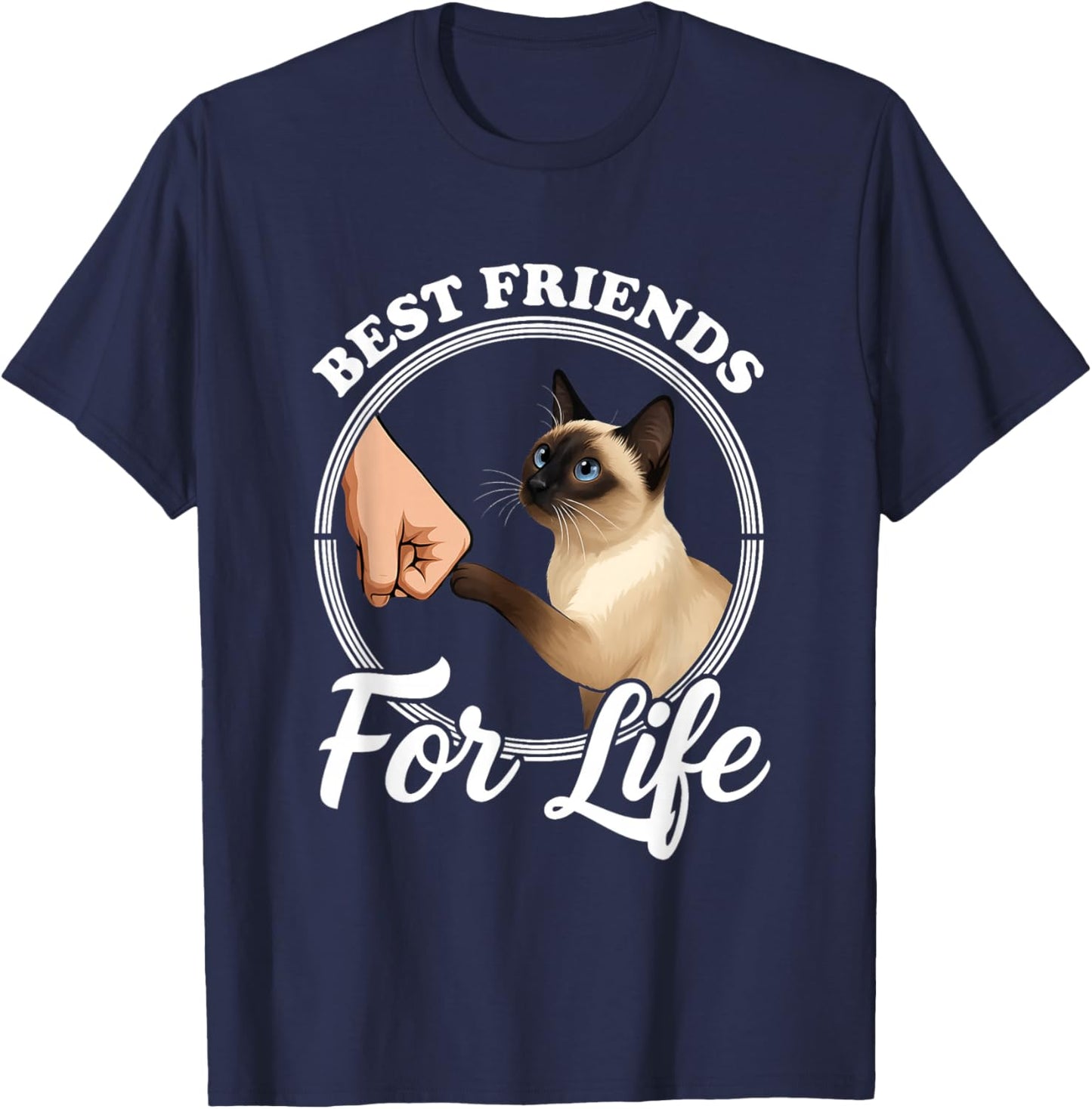 Best Friends Cute Siamese Cat Lovers T-Shirt - T-Shirt | Navy
