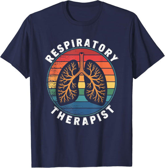 Retro Respiratory Therapist Lung Vintage RT Nurse Tech T-Shirt - T-Shirt | Navy