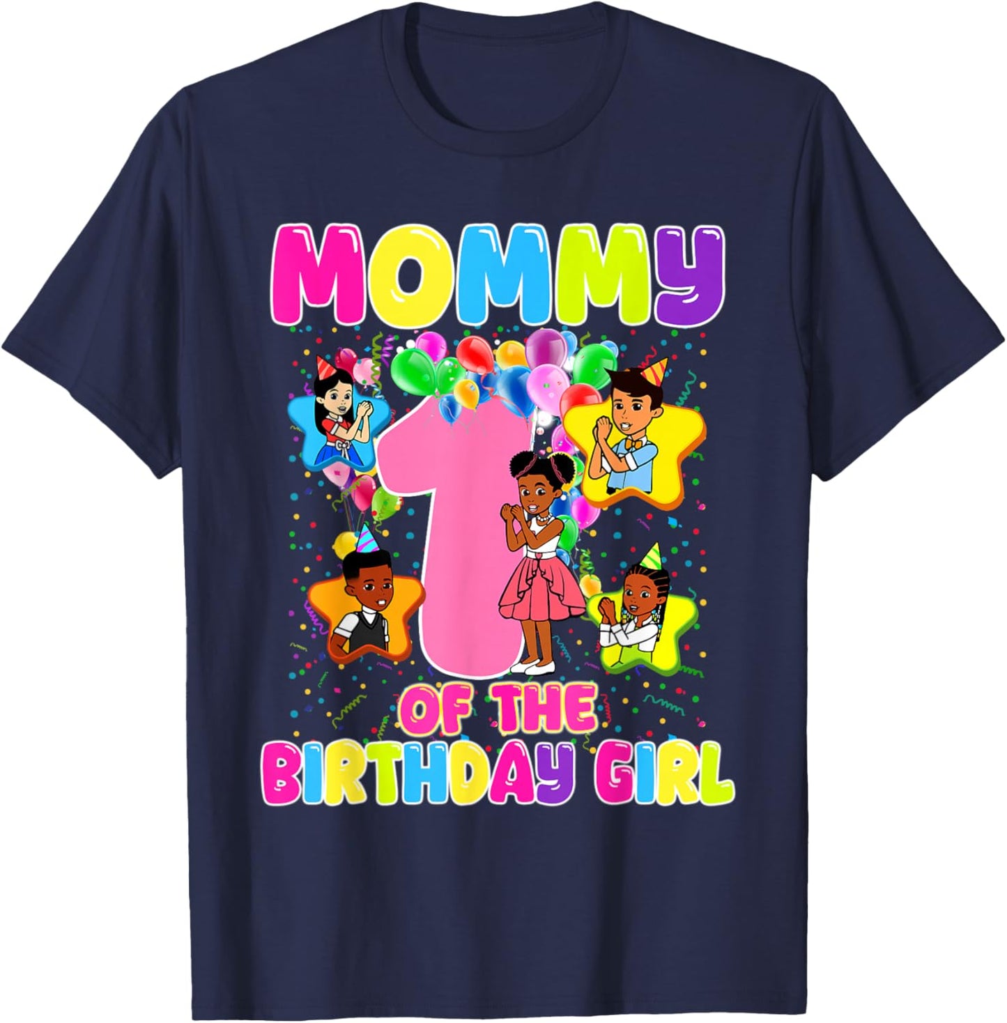 Mommy of Birthday Girl Gracie Birthday Dolls Girl Party T-Shirt - T-Shirt | Navy