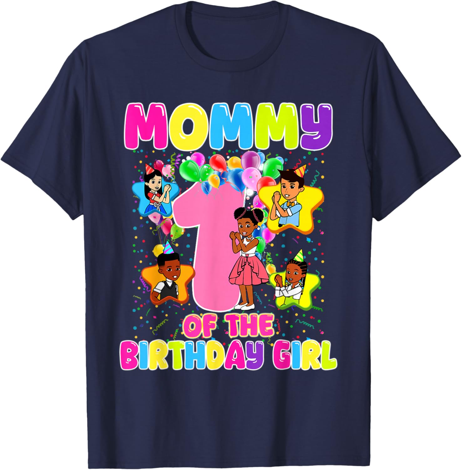 Mommy of Birthday Girl Gracie Birthday Dolls Girl Party T-Shirt - T-Shirt | Navy