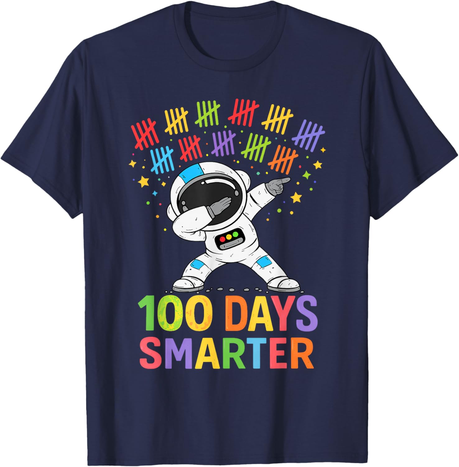 100 Days Smarter Astronaut Space 100th Day of School Boy Kid T-Shirt - T-Shirt | Navy