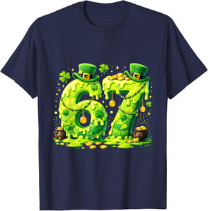 67 Six Seven Meme St Patricks Day Lucky Number Irish Party T-Shirt - T-Shirt | Navy
