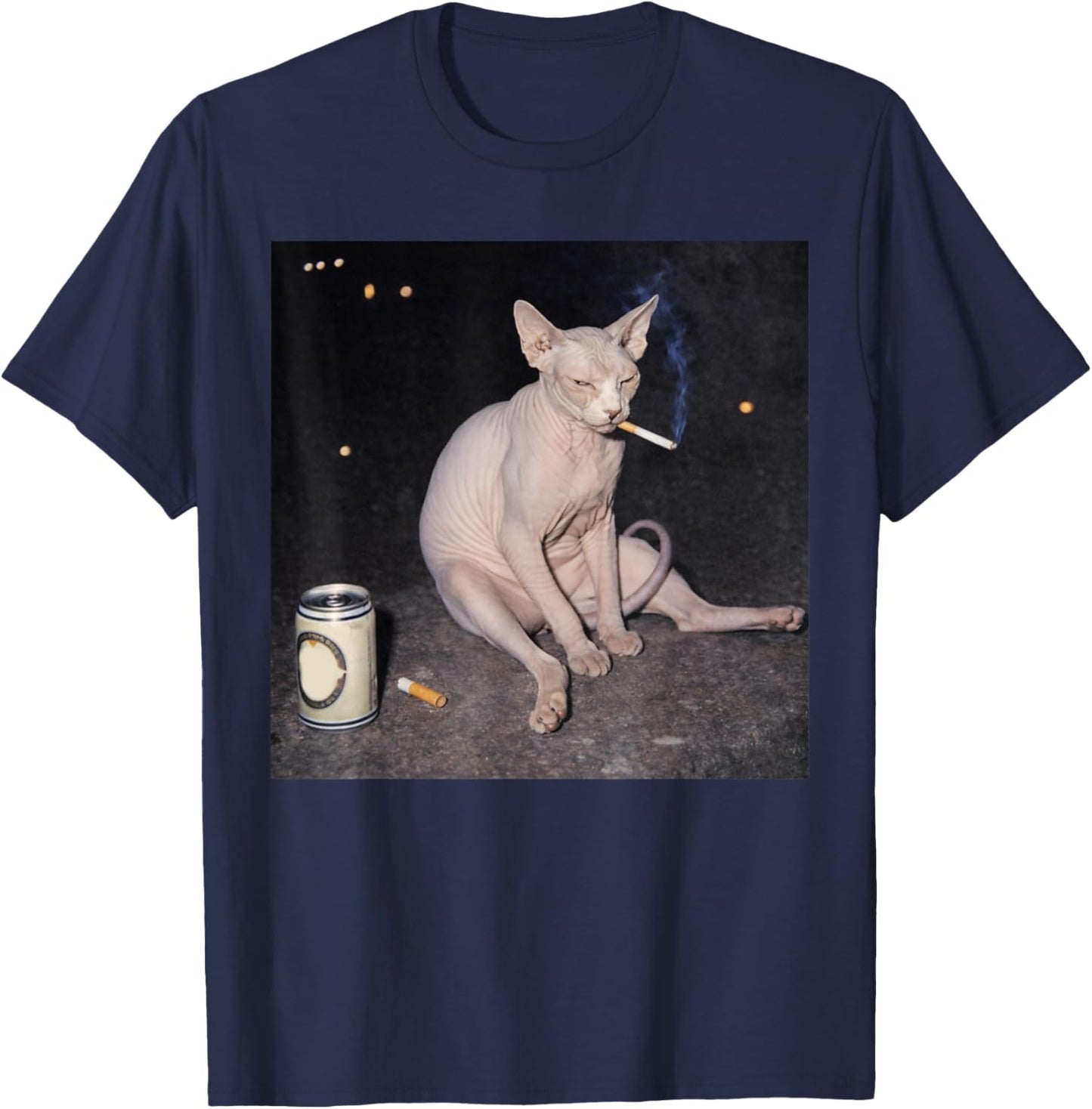 Funny Smoking Cat Meme T-Shirt - T-Shirt | Navy