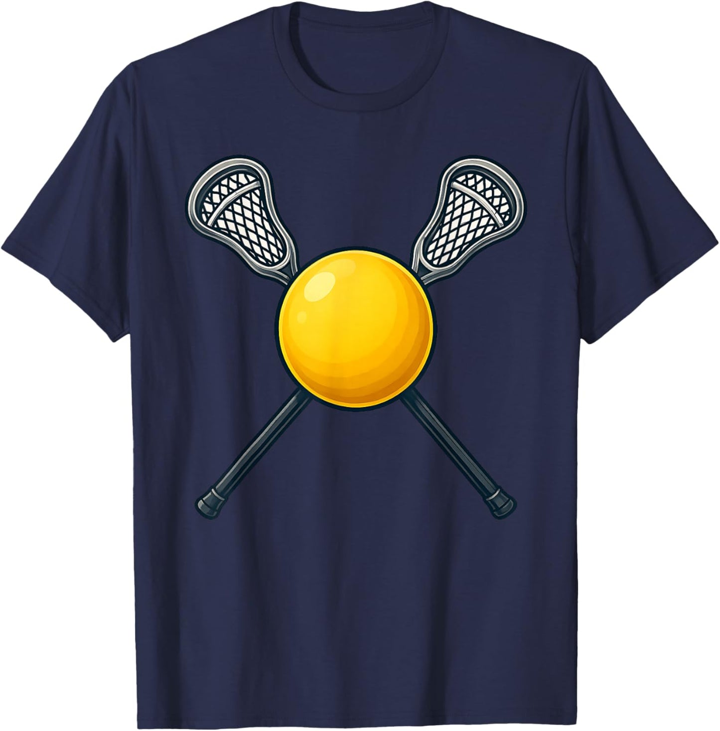 Lacrosse Ball and Crossed Sticks Funny for Lacrosse Players T-Shirt - T-Shirt | Navy