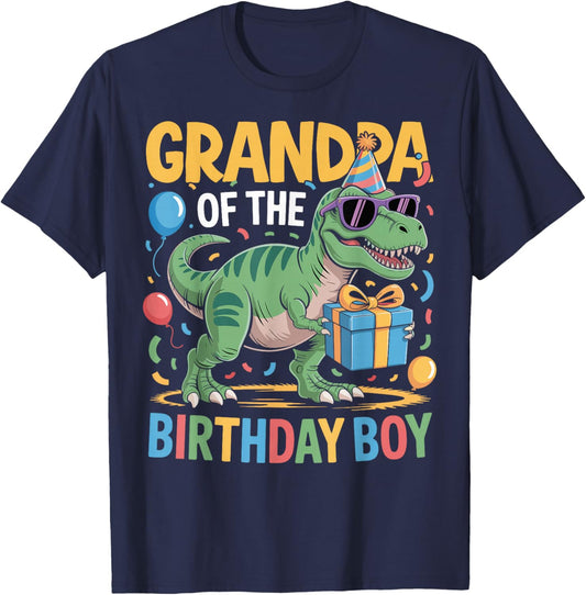 Grandpa of The Birthday Party Outfit Dinosaur Squad Grandpa T-Shirt - T-Shirt | Navy