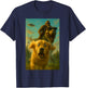 Terrified Golden Retriever T-Rex Bigfoot UFO Selfie Design T-Shirt - T-Shirt | Navy