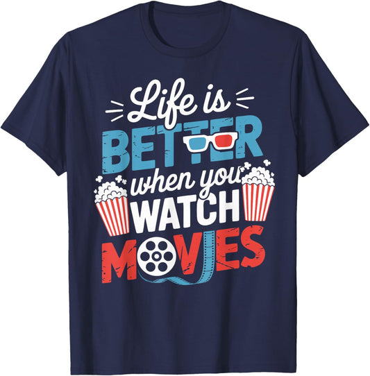 Movie Lover Film Theater Cinema T-Shirt - T-Shirt | Navy