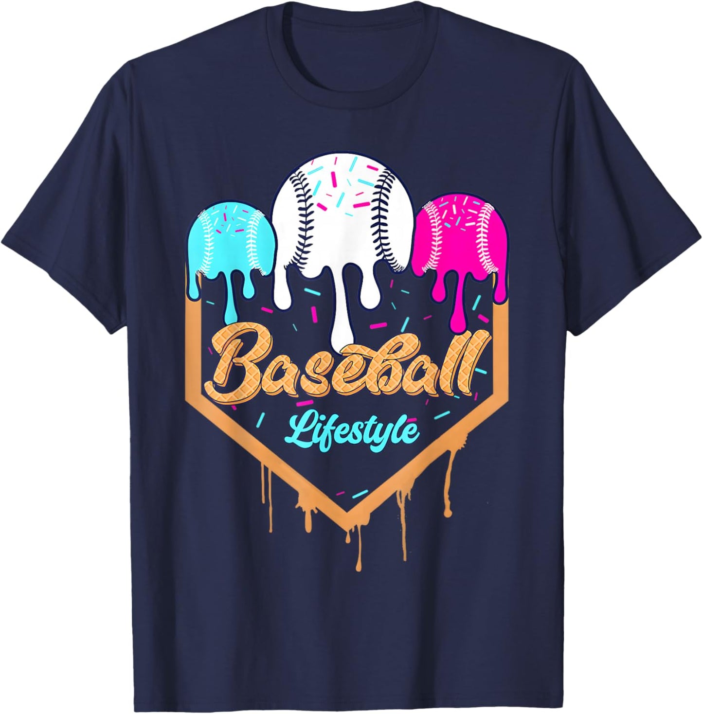 Baseball Life Style 101 Apparel Youth Drip Baseball Boys Kid T-Shirt - T-Shirt | Navy